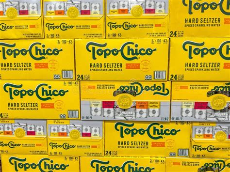 Cases Of Cans Of Topo Chico Flavored Hard Seltzer Spiked Sparkling Drinks At A Sams Club Grocery