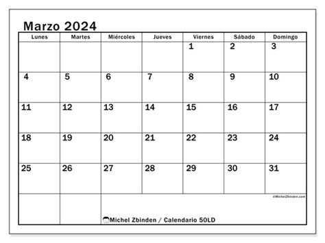 Calendario marzo 2024 Económico LD Michel Zbinden EC