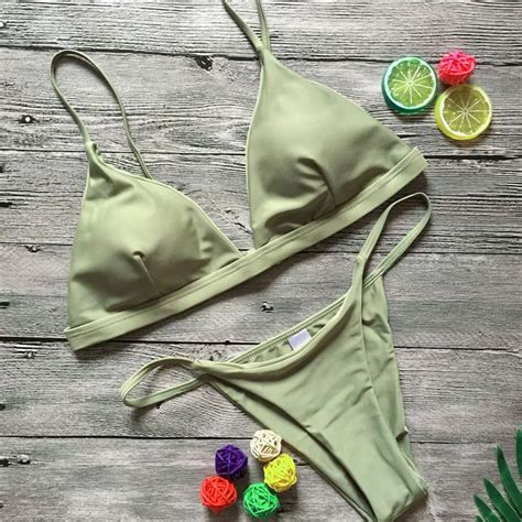Solid 2019 Hot Women Bikini Push Up Padded Bra Beach Micro Bikini Set Halter Swimsuit Multicolor