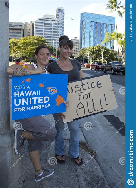 Marriage Equality Rally At The Hawaii State Capital Editorial Image Image Of Legalize Signs
