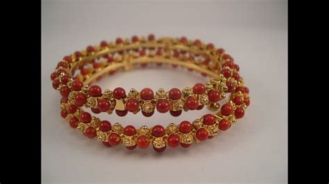 Designer Pearl And Coral Bangles Collections Gold Bangles Collections