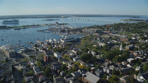 6k Stock Footage Aerial Video Orbiting Coastal Community Busy Newport