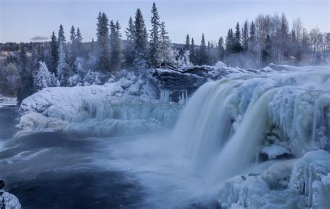 Nature Landscape Waterfall Winter Wallpapers Hd