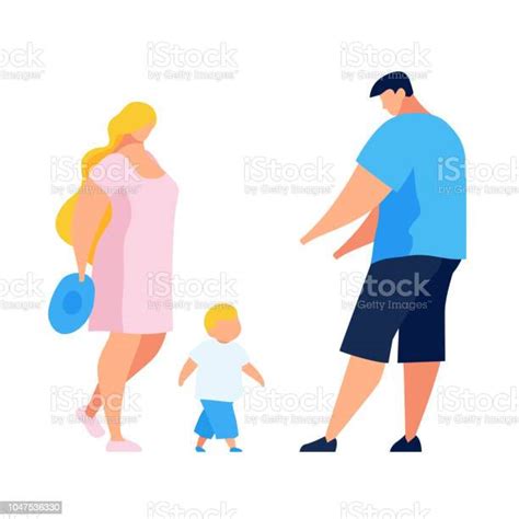 엄마와 아빠는 아들과 함께 걷고 있다 가족에 대한 스톡 벡터 아트 및 기타 이미지 가족 걷기 귀여운 Istock