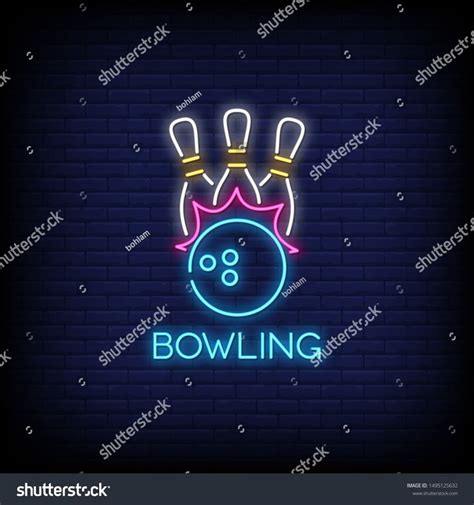 Bowling Neon Signs Style Vector Bowling Neon Signs Design Template
