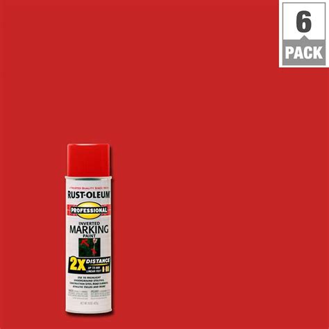 Rust Oleum Professional 15 Oz 2x Safety Red Marking Spray Paint 6