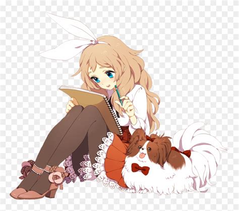 Anime Girl With Dog Free Transparent Png Clipart Images Download