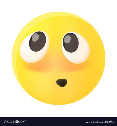 Embarrassed Emoticon With Flushed Red Cheeks Icon Vector Image