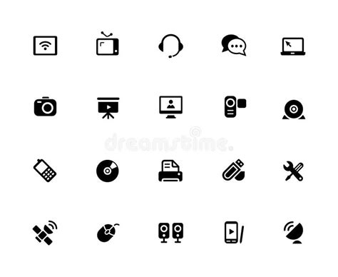 Communication Icons 32 Pixels Icons White Series Stock Vector