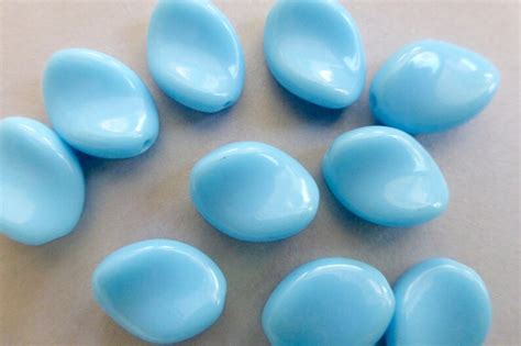 Vintage German Opaque Light Blue 14x10mm Twisted Oval Glass Etsy