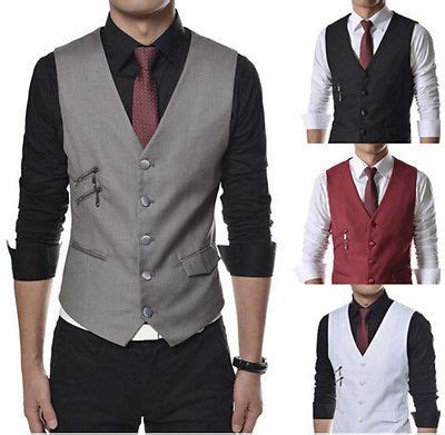 Men V Neck T Shirt Casual Formal Business Waistcoat Dress Vest Top Suit