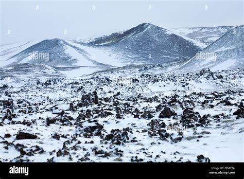 Snow Covered Mountains And Tundra In Iceland In January Looking Like