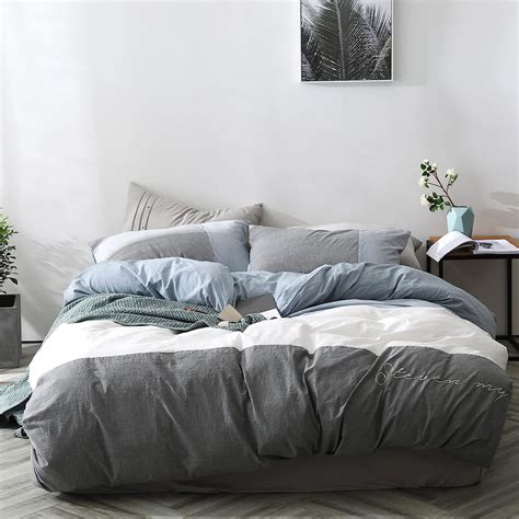 Vclife Queen Size Duvet Cover Soft Washed Cotton Bedding