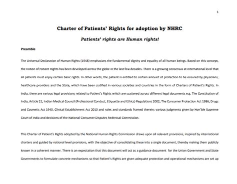 Charter Of Patients Rights Draft