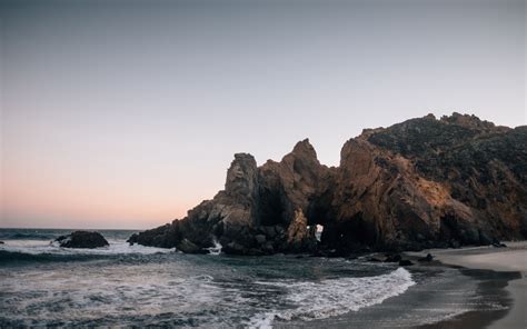 Download Wallpaper 3840x2400 Coast Rocks Sea Waves Landscape