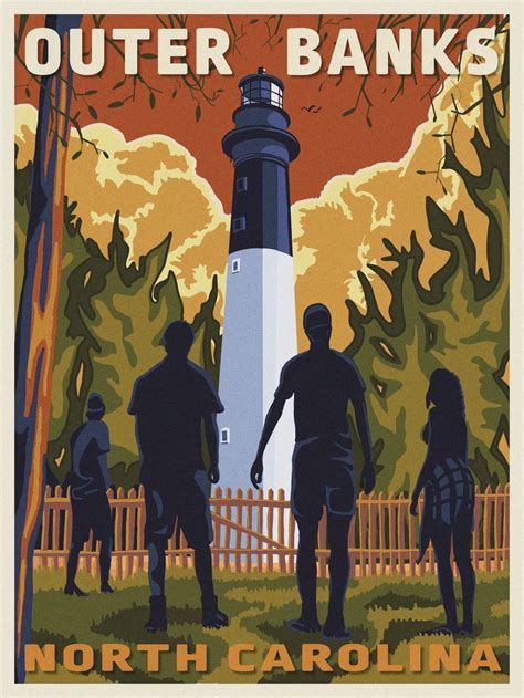 Outer Banks Nc Vintage Travel Poster Poster Para Impressão Pôsteres