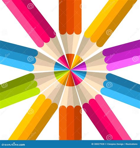 五颜六色的彩虹铅笔圈子 向量例证 插画 包括有 蜡笔 例证 对象 图画 彩虹 子项 绿色 颜色 30027928