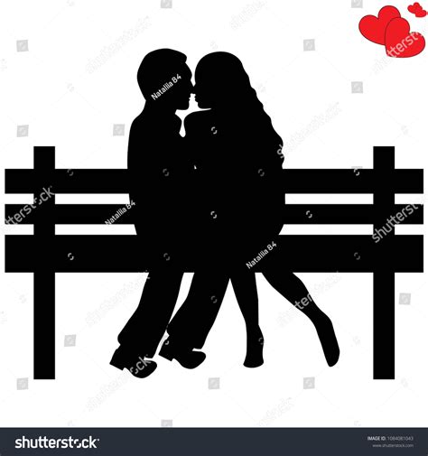 couple love on bench silhouette stock vector royalty free 1084081043 shutterstock