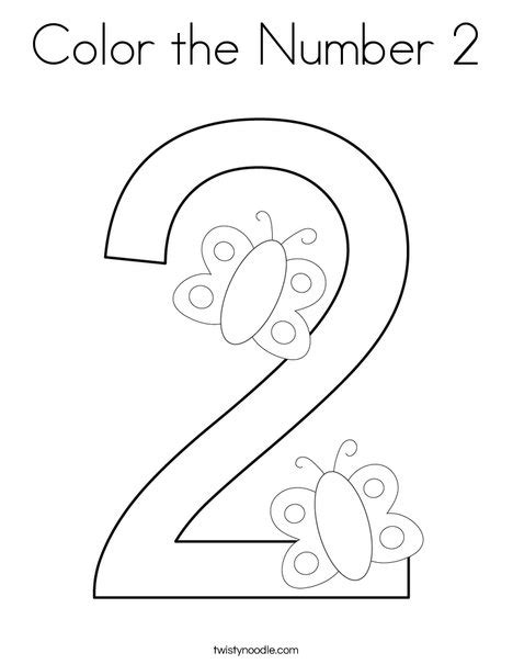 Color The Number 2 Coloring Page Twisty Noodle
