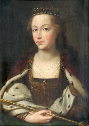 An Old Painting Of A Woman With A Crown On Her Head And Holding A Cane