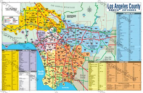 Los Angeles Zip Code Map South Areas Colored File Pdf Ai Laye