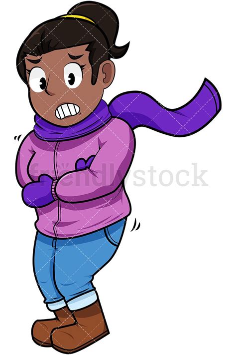 Black Woman Shivering From Cold Cartoon Vector Clipart Friendlystock