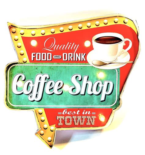 Vintage Coffee Sign For Coffee Shop Quality Food And Drink Coffee