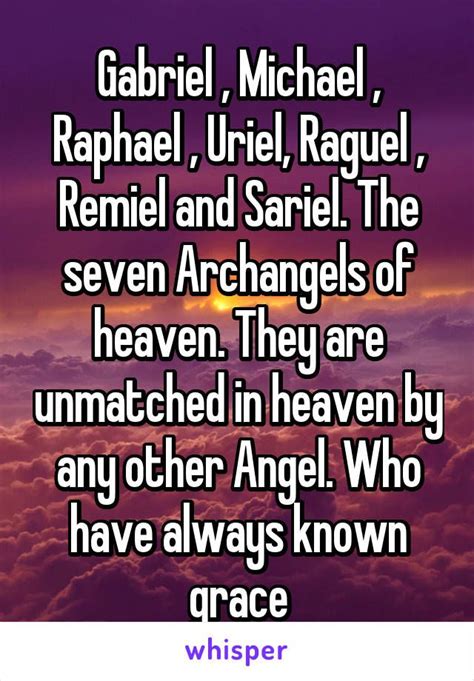 Gabriel Michael Raphael Uriel Raguel Remiel And Sariel The