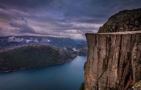 Preikestolen Norway Rain Fjord River Rock Nature Landscape