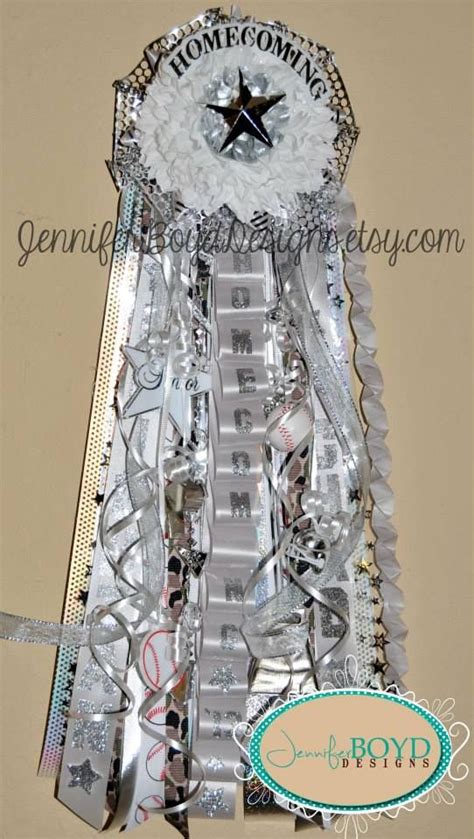 Silver And White Senior Garterhomecoming Mum By Jennifer Boyd Designs