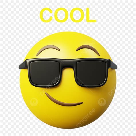 Render Emoji 3d Vector 3d Render Image Smirking Cool Yellow Emoticon