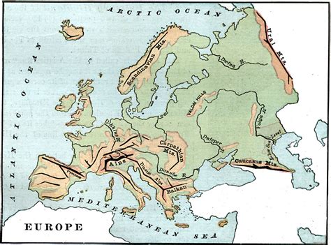 Mountain Ranges In Europe Map Map