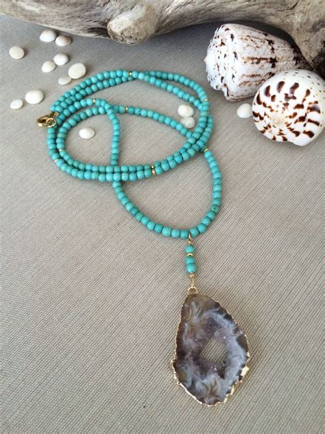 Turquoise Magnesite Long Beaded Necklace With By Simplyquinns