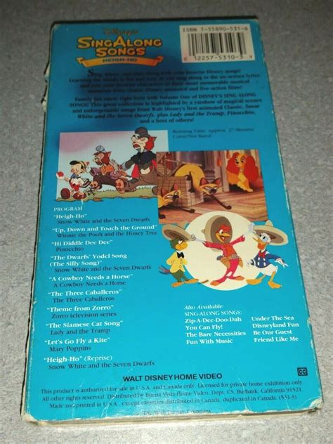 Vintage Disneys Sing Along Songs Snow White Seven Dwarfs Heigh Ho Vhs