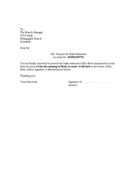 letter  bank account statement docsharetips