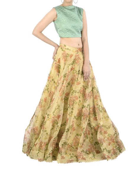 Floral Organza Lehenga Skirt By Archana Rao The Secret Label