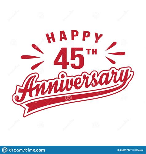 Happy 45th Anniversary 45 Years Anniversary Design Template Stock