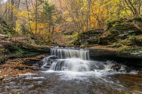 Autumn Colors At Onondaga Falls In Ricketts Glen State Park Of