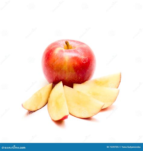 Red Apple And Slices Stock Image Image Of Nature Beautiful 7239705