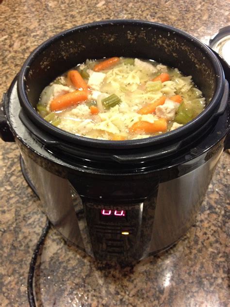 Slowly cooking a whole chicken, fragrant herbs, and fresh vegetables in chicken broth rather than water imparts a rich flavor to this soup. Pressure Cooker Chicken Noodle Soup | Pressure cooker ...