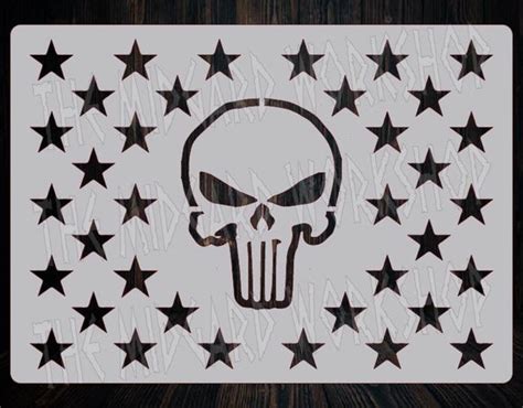 American Flag Punisher Skull Wooden Flag Dxf File Svg Png Etsy