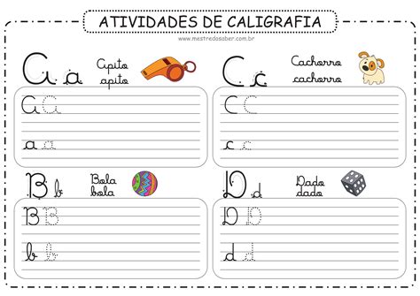 Atividades De Caligrafia Mestre Do Saber Atividades De Alfabetiza O D