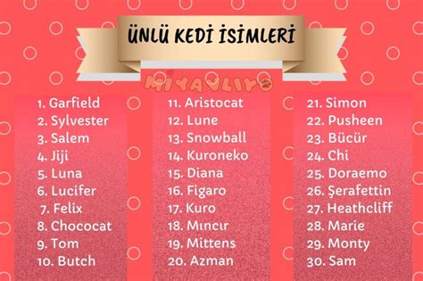 Ünlü kedi İsimleri miyavliyo