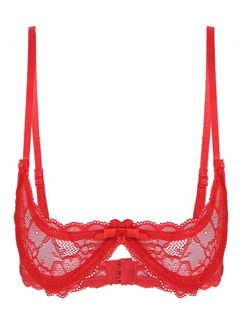 Iefiel Women Sheer Lace Bra 14 Cups Push Up Underwired Bra Top