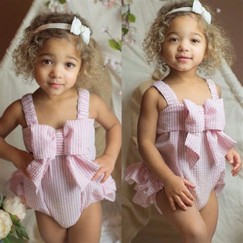 Puseky New Summer Baby Romper Baby Girl Pink Strip Rompers Infant