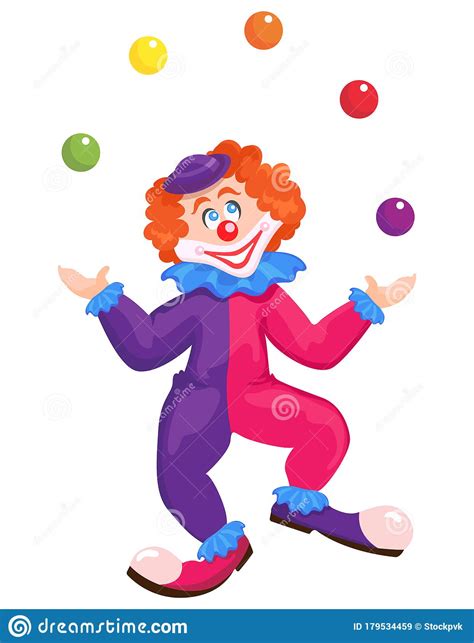 Clown Juggling With Colorful Balls Stock Vector Illustration Of