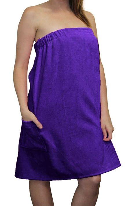Purple Color Womens Terry Velour Cloth Bath Wrap Towel Bath Wrap