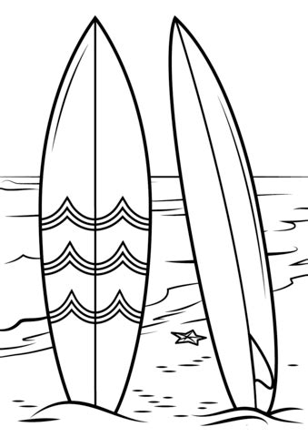 Top 25 fish coloring pages for preschoolers: Surfboards on Beach coloring page | Free Printable ...