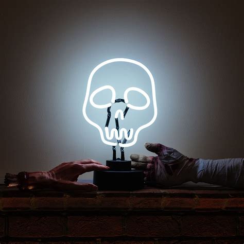 Scary Halloween Teenager White Skull Neon Sculpture Scary Halloween