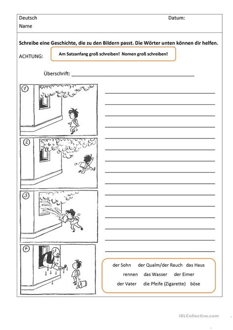 Klasse mit ihrem kind regelmäßig übungen zu den neuen regeln durchführen. Bildergeschichten Mit Worthilfen | Nemčina ...